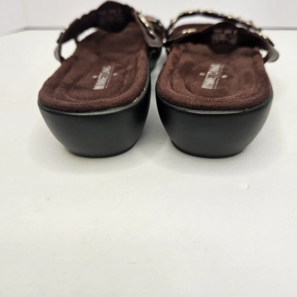 Minnetonkia Sandels Brown Leather Size 8 Heel To Toe‎ 10.5